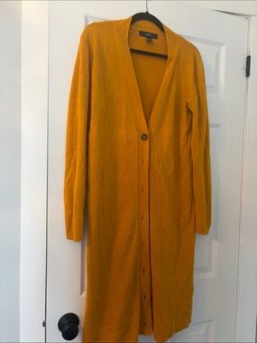 Eileen Fisher Golden Yellow Long Button Cardigan